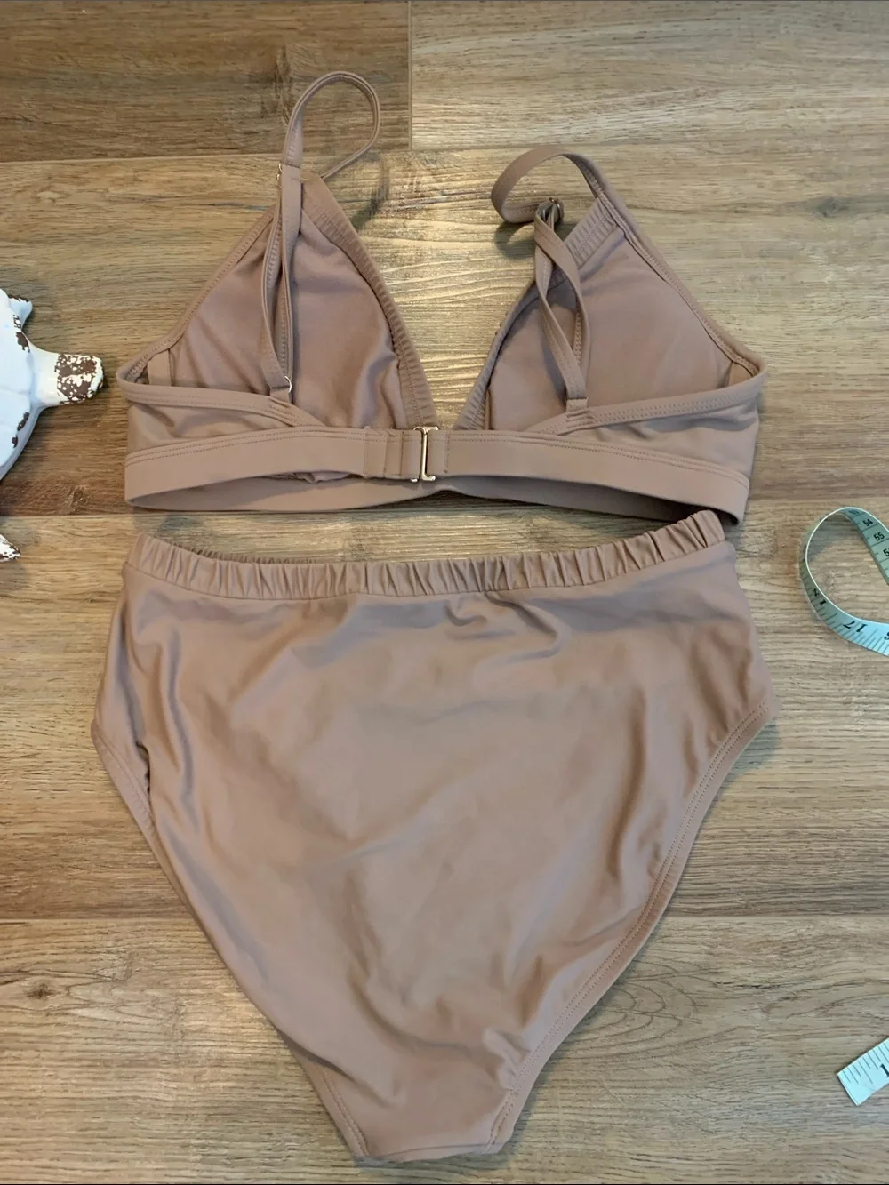 Kona Sol Taupe High-Waist Triangle Bikini Set size -M